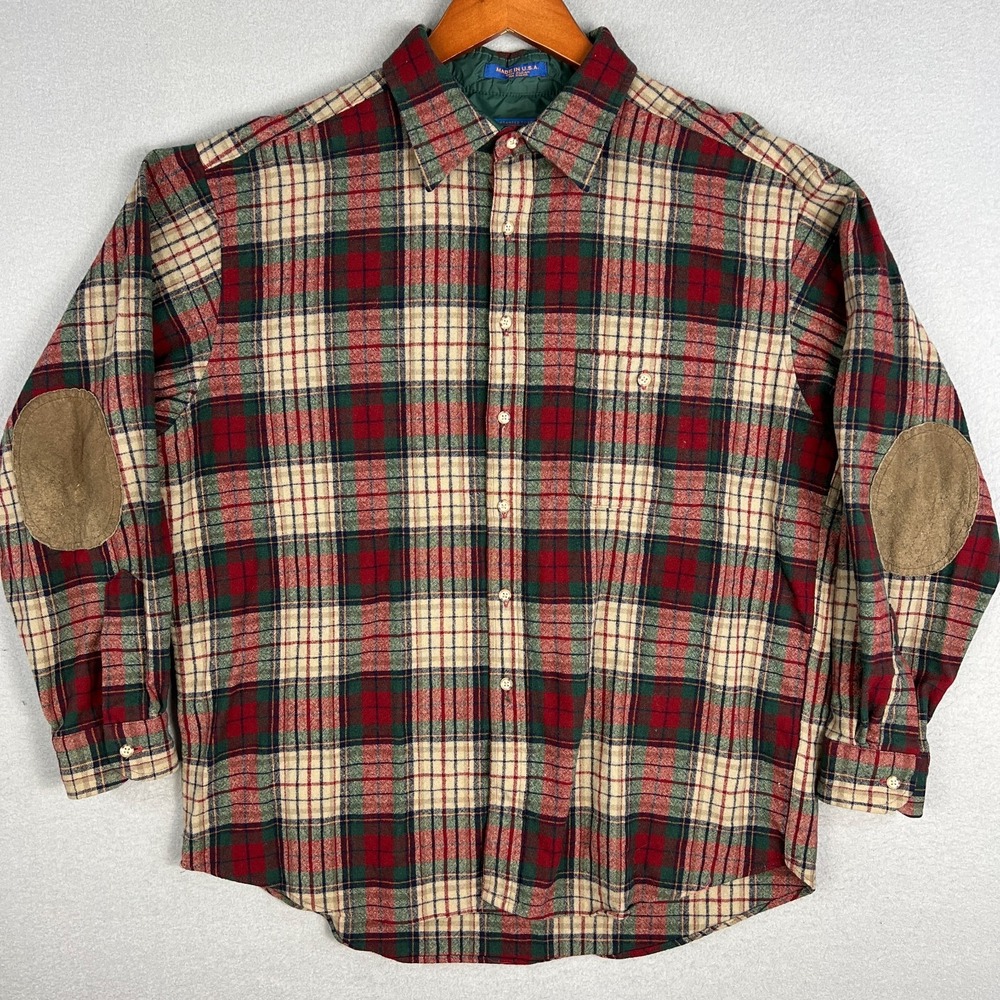 VTG Pendleton Wool Plaid Shirt Mens XL Elbow Patch Outdoor Lumberjack 1990s USA